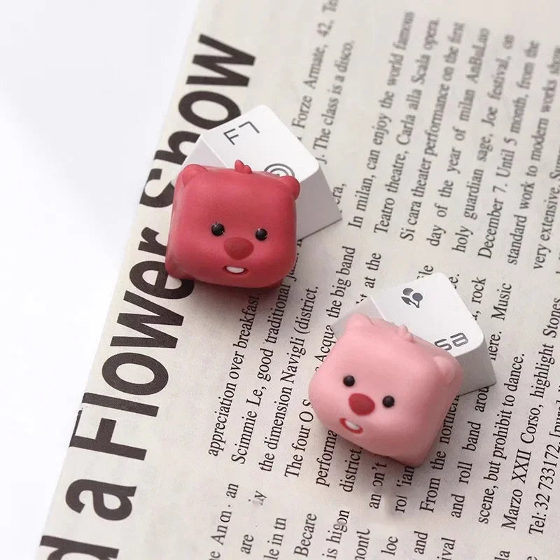 귀여운 3D 비버 Keycaps 수지 창의력 만화 캐릭터 기계식 키보드 액세서리 Kawaii 동물 핑크 Keycaps 소녀