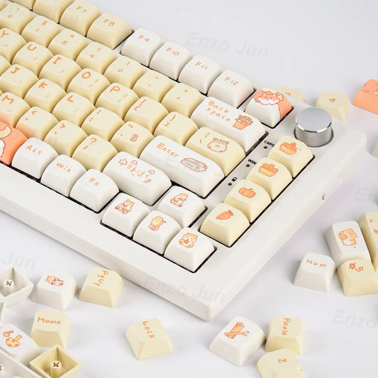 Oranje eekhoorn Grijze Rat Thema Keycap XDA Profiel Key cap Engels Koreaans voor 61/64/68/84/87/96/98/104 Mechanische Toetsenbord Keycap