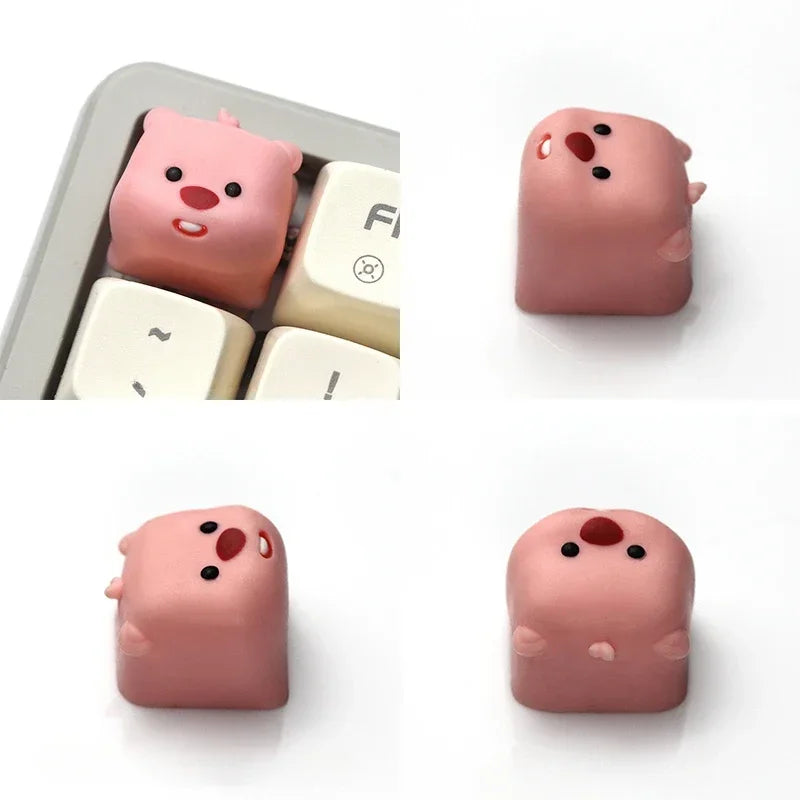 귀여운 3D 비버 Keycaps 수지 창의력 만화 캐릭터 기계식 키보드 액세서리 Kawaii 동물 핑크 Keycaps 소녀