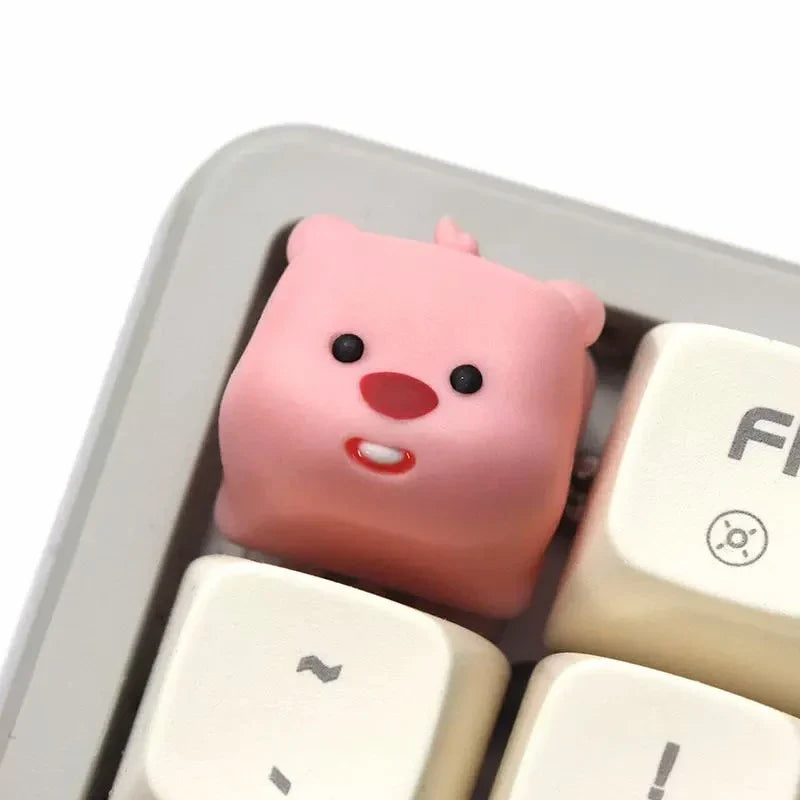 귀여운 3D 비버 Keycaps 수지 창의력 만화 캐릭터 기계식 키보드 액세서리 Kawaii 동물 핑크 Keycaps 소녀